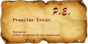 Preszler Ervin névjegykártya